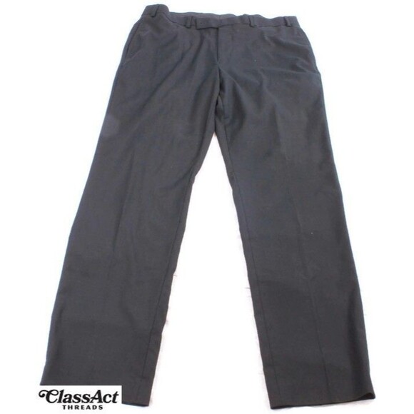 Calvin Klein Men Polyester Blend Straight Fit Flat Front Dress Pants Black 36x32 - Picture 1 of 5